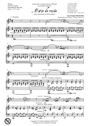 Matin de rosée (clarinette sib et piano)
