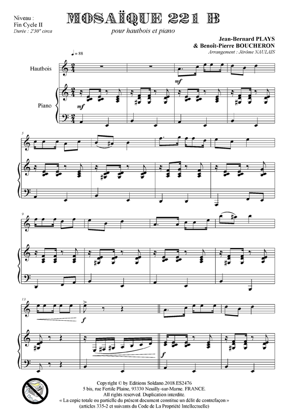 Mosaïque 221 B (hautbois et piano)