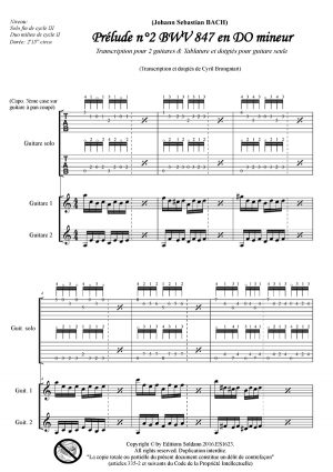 Prélude n°2 BWV 847 en do mineur (guitare solo ou duo de guitares)