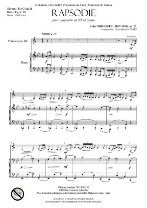 Rapsodie opus 26 (clarinette sib et piano)