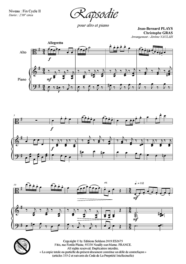 Rapsodie (alto et piano)