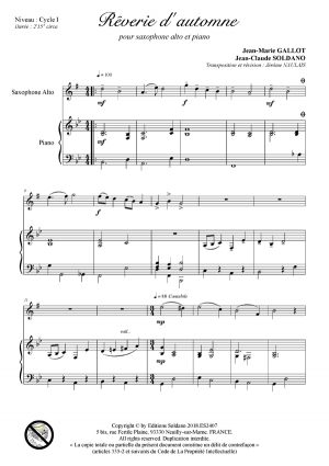 Rêverie d'automne (saxophone alto et piano)