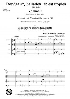 Rondeaux, ballades et estampies -VOLUME 1- (quatuor de flûtes à bec)