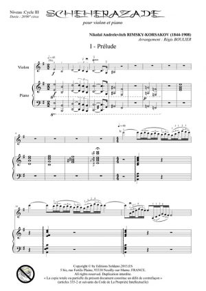 Schéhérazade (violon et piano)