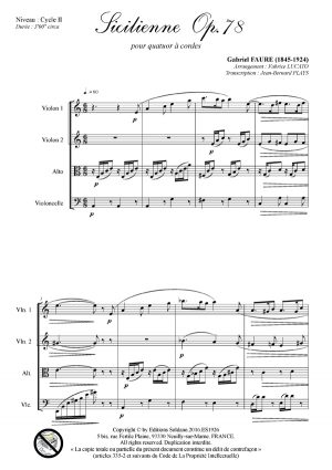 Sicilienne opus 78 (quatuor à cordes)