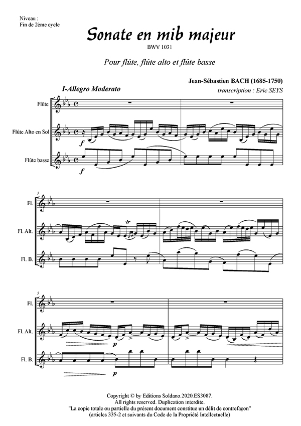 Sonate en mib majeur BWV 1031 (trio de flûtes)