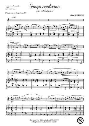 Songe nocturne (violon et piano)