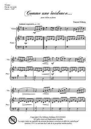 Comme une évidence (violon et piano)