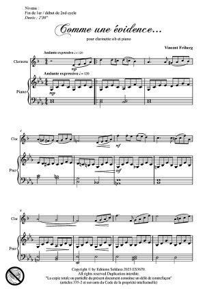 Comme une évidence (clarinette en sib et piano)