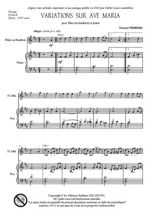 Variations sur Ave Maria (flûte ou hautbois et piano)