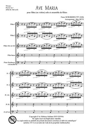 Ave Maria (flûte -ou violon- et ensemble de flûtes)