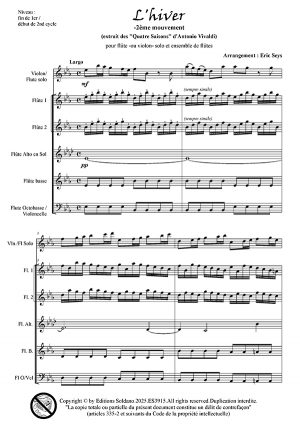 L'hiver -2ème mouvement (flûte -ou violon- et ensemble de flûtes)