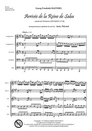 Arrivée de la Reine de Saba (quintette de cuivres)