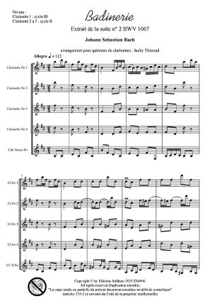 Badinerie (quintette de clarinettes)