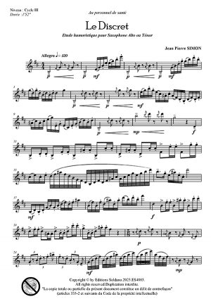 Le discret (saxophone alto ou ténor)
