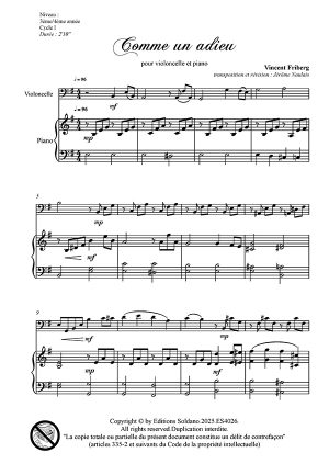 Comme un adieu (violoncelle et piano)