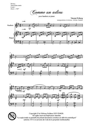 Comme un adieu (hautbois et piano)