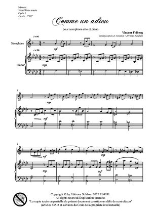 Comme un adieu (saxophone alto et piano)