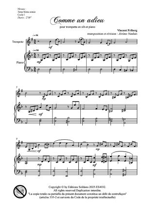 Comme un adieu (trompette en sib et piano)