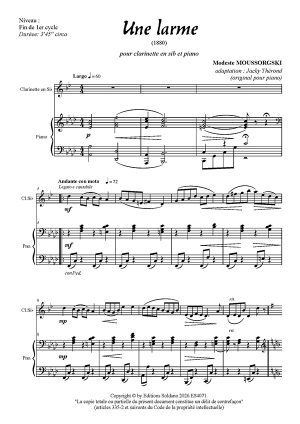 Une larme (clarinette en sib et piano)