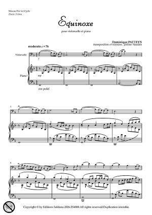 Equinoxe (violoncelle et piano)