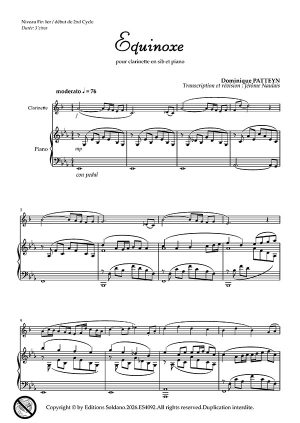 Equinoxe (clarinette en sib et piano)