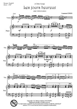 Les jours heureux (violon et piano)