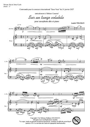 Sur un tango volubile (saxophone alto et piano)